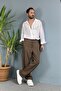 Modal Fabric Lace-Up Baggy Trousers Khaki - 6
