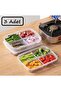 3 Pieces of 4 Compartments Breakfast and Vegetable Storage Container - 400 ml Baby and Child Food Portion - 2