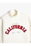 Crop Oversize College Sweatshirt Stand-up Collar with Ribbon - 4