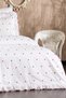 Velora 100% Cotton Heart Pattern Embroidered, Ruffled 4-Piece Single Duvet Cover Set - Heart Duvet Cover - 4