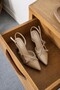 Biyana Double Strap Buckle Detail Beige Patent Leather Women's Heeled Shoes... Buckle Is Silver - 6