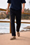 Men's Trend Basic Wide Leg Black Fabric Trousers - 4