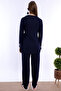 Effortt Navy Blue Maternity Pajama Set with Dressing Gown - 7