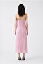 Strappy Front Tie Slit Midi Dress Pink - 5