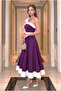Women's Midi Bow Detailed Belted Purple Evening Dress - 2