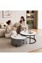 Light luxury modern simple round small apartment coffee table rock plate 70cm Grey&White - 2
