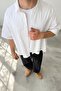 Basic Oversize White Poplin Crop Shirt - 3