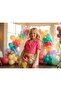 Girl's Padded Blazer Jacket Colorful Patterned Wide Leg Trousers 2-Piece Set - 2