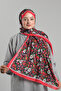 Red Patterned Shawl Cut Fiber Digital Printed Cottony Floral 202113_31 - 2