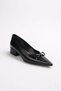Beatrix Black Color Patent Leather Short Heeled Women's Shoes - 8