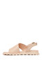Women's Beige Buckle Leather Sandals 26Sfd350418 - 3