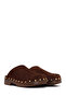 Women's Brown Wedge Heeled Suede Leather Slippers 26Pfd151010 - 2