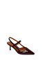 Women's Burgundy Open-Back Thin Heeled Crocodile Leather Shoes 26Pfd1331E3 - 8