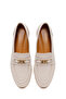 Women's Cream Buckle Masculine Leather Loafer 26Pfd2300Ft - 4