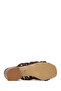 Women's Brown Braided Short Thick Heeled Slippers 26Sfe460818 - 5