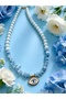 Ice Blue Evil Eye Detailed Steel Necklace - 2