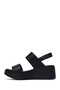 Women's Black Strappy Wedge Heeled Leather Comfort Sandals 26Sfd342218 - 3