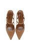 Women's Beige Open-Back Heeled Leather Shoes 26Pfd130118 - 5