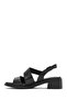 Women's Black Ankle Buckle Short Heeled Leather Sandals 26Sfd340818 - 3