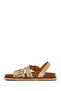 Women's Gold Banded Straw Genuine Leather Sandals 25Sfd5507M7 - 2
