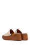 Women's Beige Wedge Heeled Leather Comfort Slippers 26Sfd340918 - 7