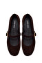 Women's Brown Strappy Suede Leather Ballerinas 26Pfd420110 - 5