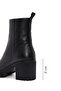 Women's Black Heeled Zippered Leather Boots 25Wfd2008Ft - 4
