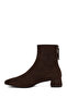 Women's Brown Zippered Short Thick Heeled Suede Leather Boots 25Wfd142210 - 4