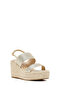 Women's Gold Ankle Buckle Wedge Heeled Metallic Sandals 25Sfe452132 - 7