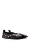 Women's Black Stone Genuine Leather Ballerinas, Summer Shoes 25Sfd494018 - 3
