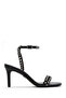 Women's Black Ankle Buckle Stone Thin Heeled Shoes Sandals 25Sfd443914