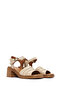 Women's Beige Ankle Buckle Thick Heeled Leather Sandals 26Sfd341518 - 2