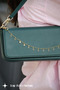 Umi̇ - Petrol Green Baguette Bag, East West Women's Small Shoulder Bag with Bag Charm Gift - 3