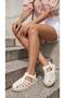 Women's Shiny White Straw-Striped Jelly Sandals 2cm Byndhasjlly01 - 2