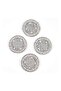 Gilded 4piece Beaded Coaster Set Dia10cm - White - 3