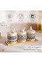 Eleni Ethnic 6-piece Condiment Serving Set With Wooden Tray 210ml -black & Beige - 6