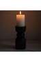 Tanga Wood Dumble Pillar Candle Holder 9.52x9.52x23.49cm - Black - 2
