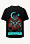 Oversized Sky Wolf Moon Starry Wolf Printed Gym Fitness T-Shirt - Large Print - Wide Cut