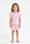 Ribbon Patterned Ribbed Girls' Shorts Set of 2 - 2