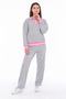 Women's Cotton V-Neck Stripe Detailed Tracksuit Set Gray Melange -8537