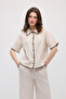 Embroidered Muslin Cotton Shirt - Beige