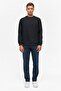 Oversize Mold Black O-Neck 3 Thread Soft Textured Sweat - 8