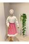 Girl's Pink Floral Print Elastic Waist Cotton Poplin Long Skirt Prayer Skirt