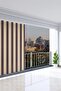 Balcony Curtain Tarpaulin Fabric-Enxboy Rainproof-Thick-Laced-Buttoned Brown Cream - 3