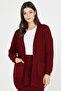 Long Knitwear Cardigan with Pockets - Claret Red