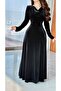 Black Plain Maxi Long-Sleeve Dress