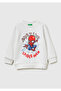 Boy's White Spiderman Printed Crew Neck Sweatshirt