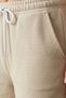 Ecru Pique Textured Soft Touch Fabric Comfortable Fit Drawstring Waist Women's Shorts Daily Basic Regular Fit Pocketed Normal Waist Flexible Slim Home Shorts - 6