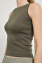 Women's Summer Sleeveless Stretchy Crew Neck Khaki Blouse - 4