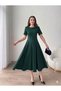 New Season Women's Short Sleeve Crew Neck Maxi Length Imported Crepe Dress - 3